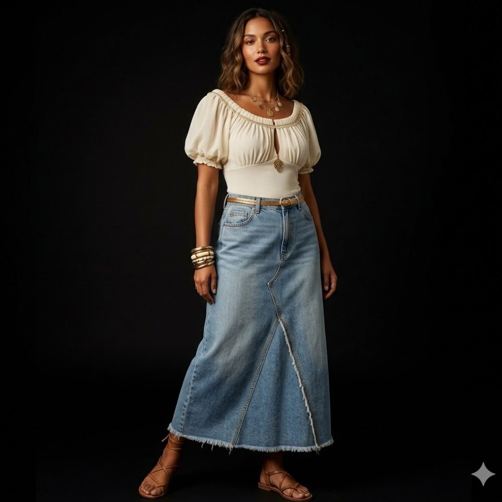 Cotton On denim midi skirt SZ 14 oversized 100% Cotton